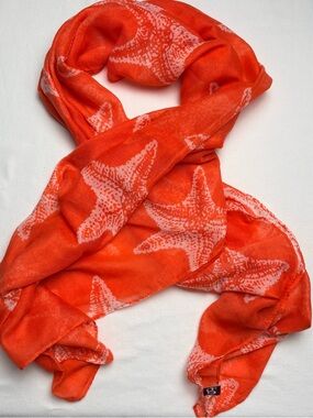 Orange Starfish, lightweight beach scarf